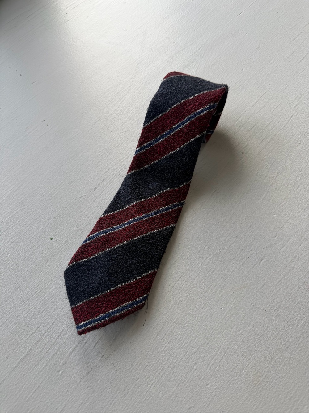 Made in Italy 100% Silk Men’s Striped Tie – Navy & Burgundy 3 for $30